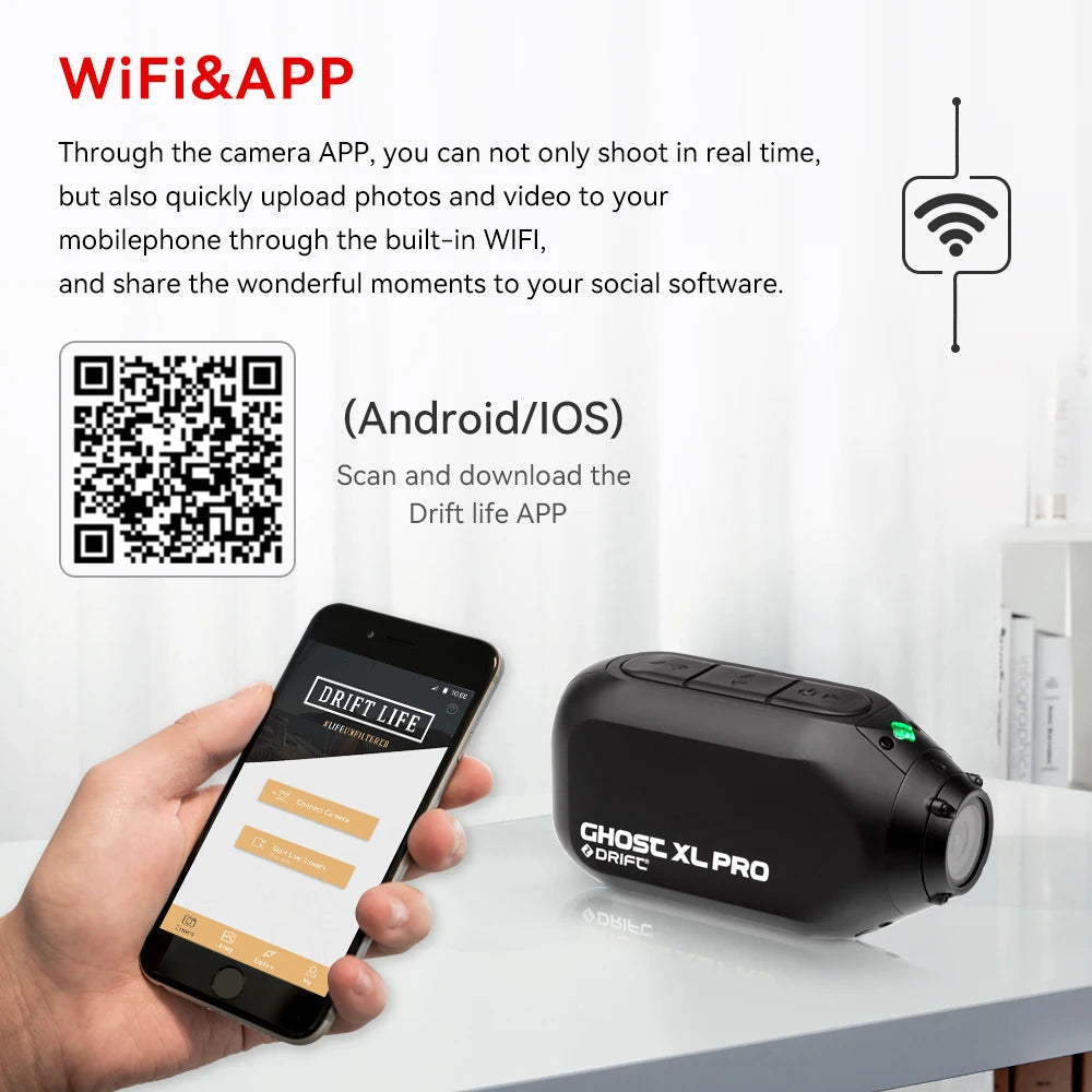 Drift Ghost XL Pro 4K Action Camera 3000mAh Battery WiFi IPX7 Waterproof
