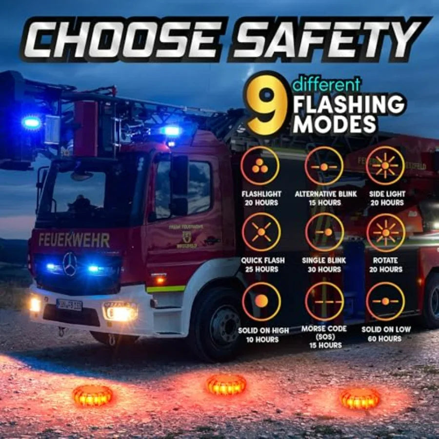 Emergency Vehicle Flares Kit LED Road Flares 12 Pack Safety