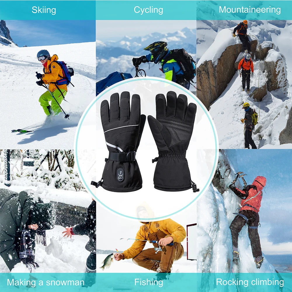 Snow Deer Heated Motorcycle Gloves Winter Waterproof Rechargeable Thermal