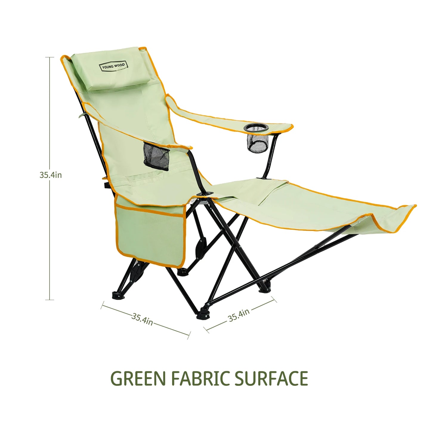 GERC Young Wood 2 In 1 Reclining Camping Chair Footrest