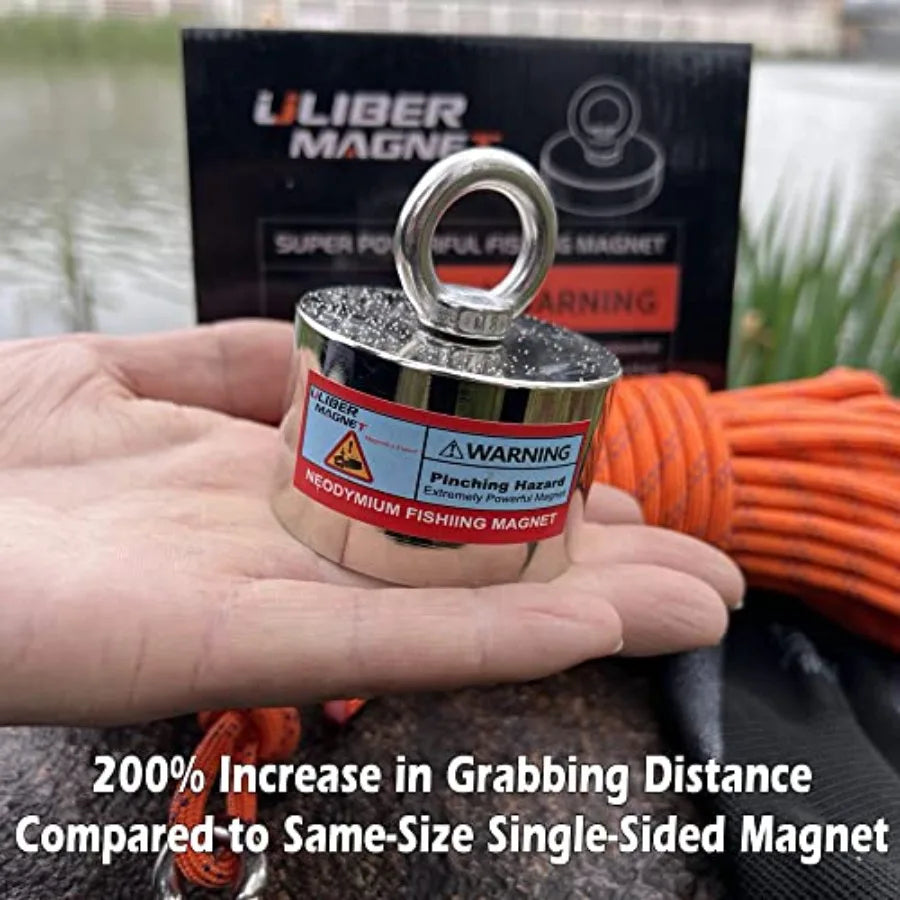 Fishing Magnet Kit 1000lbs Strong Large Neodymium Fishing Magnet with 66ft Rope for River Retrieval Recycling Magnetic Salvage