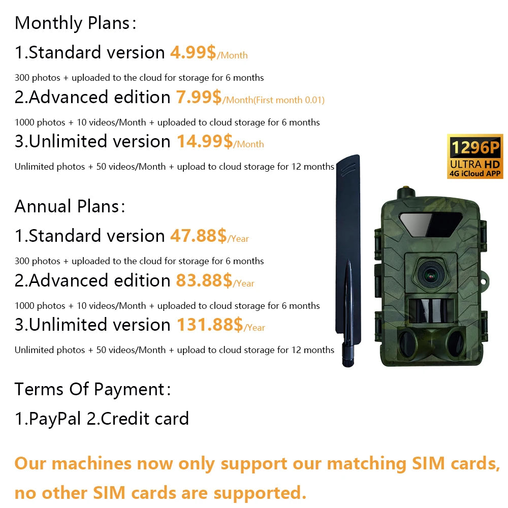Fargarloo 4G App Controlled Trail Camera 60MP 1296P Night Vision