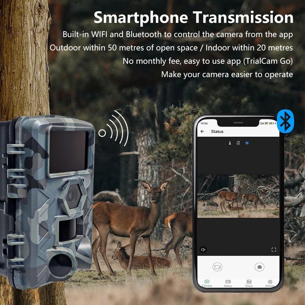 Fargarloo WiFi Trail Camera 60MP IP66 Waterproof 120Degree Wide Angle