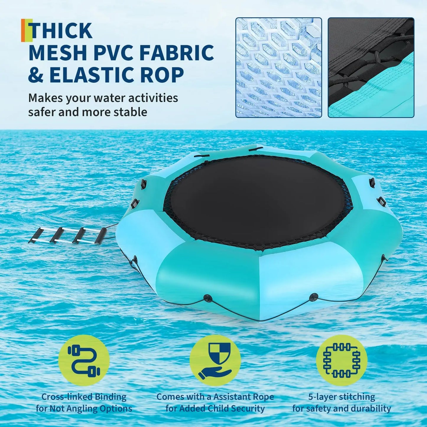 Inflatable Water Trampoline With Electric Pump And Accessories