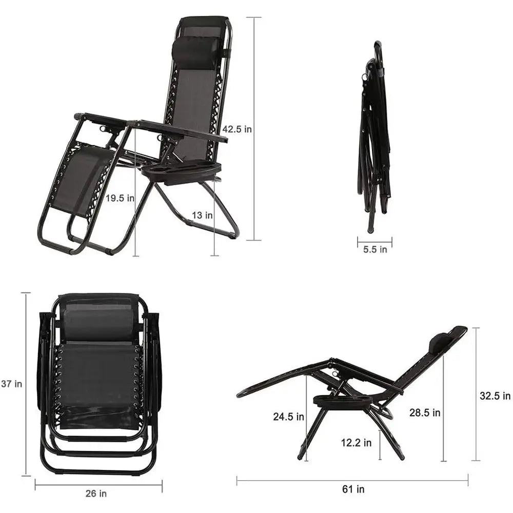 Zero Gravity Reclining Lawn Chairs Outdoor Set With Pillows And Cup Holders
