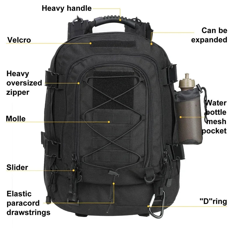 Water Resistant Tactical Nylon Backpack For Outdoor Hiking Travel