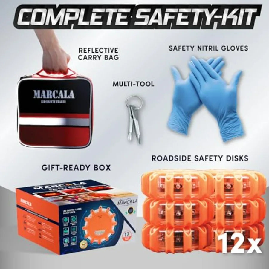 Emergency Vehicle Flares Kit LED Road Flares 12 Pack Safety