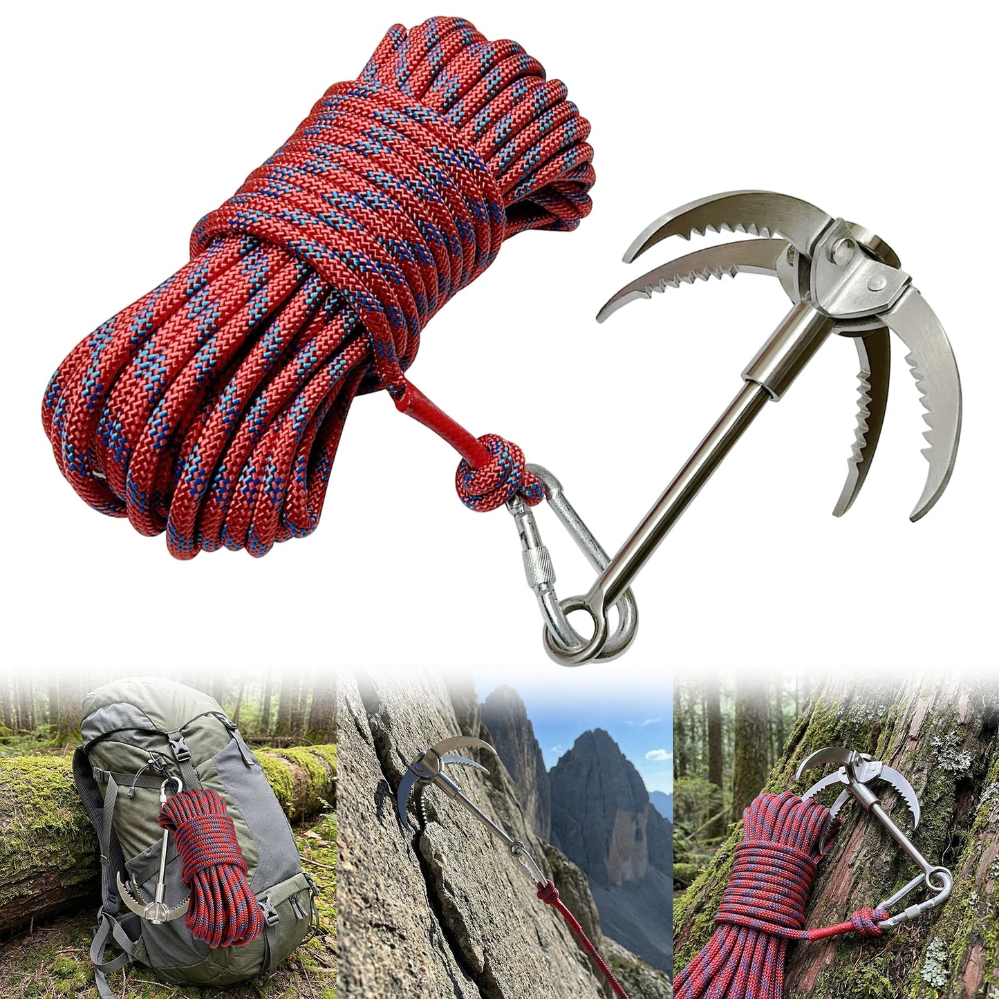 Grappling Hook Survival Gear For Outdoor Rock Climbing And Camping