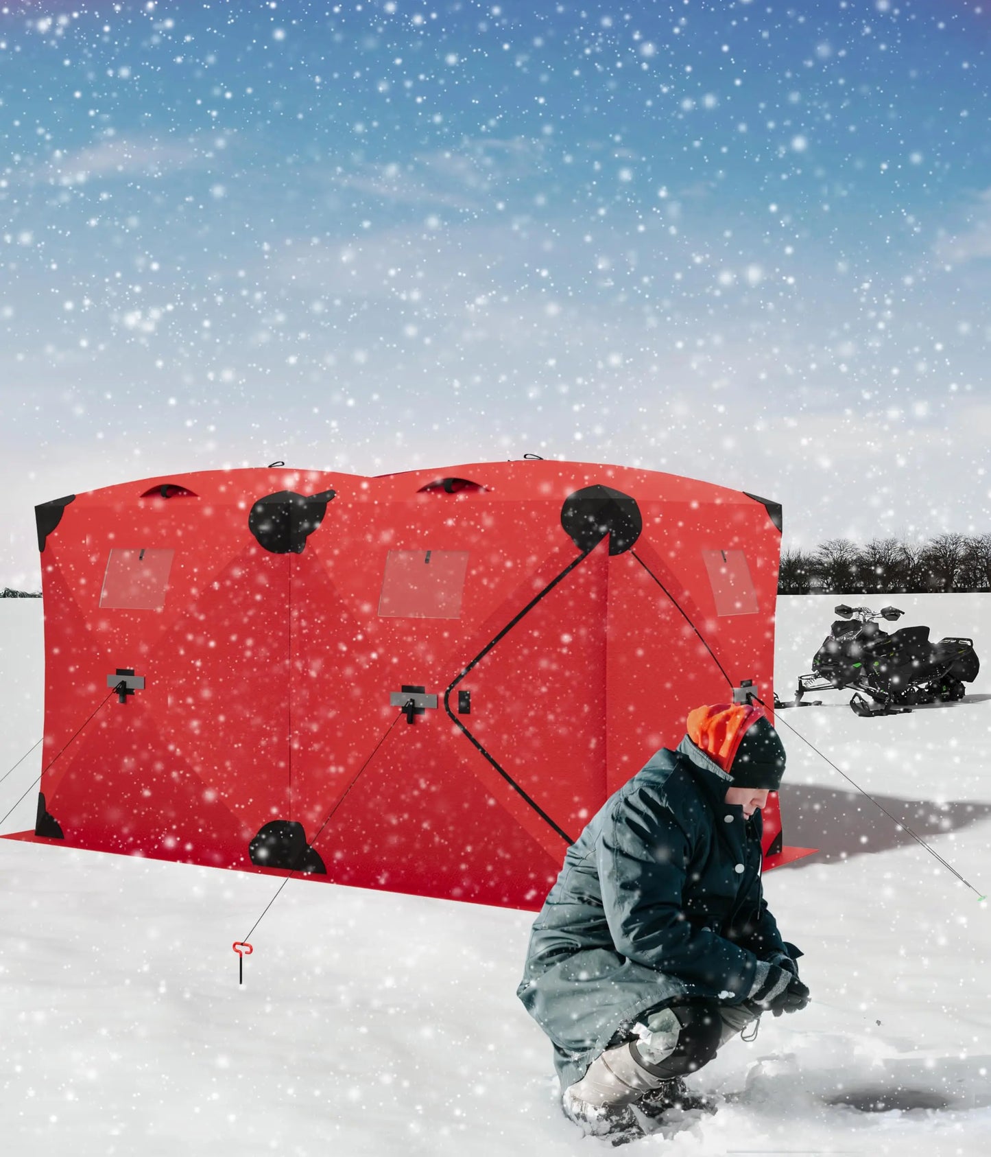 Pop Up Ice Fishing Tent Insulated Shelter Hub Style For 3 To 4 People
