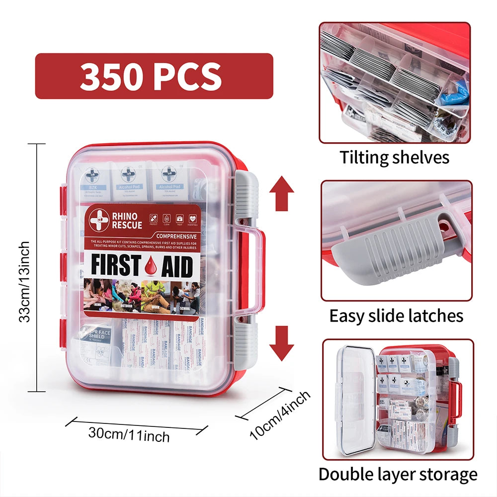 Rhino Rescue 350-Piece OSHA First Aid Kit For Home Office