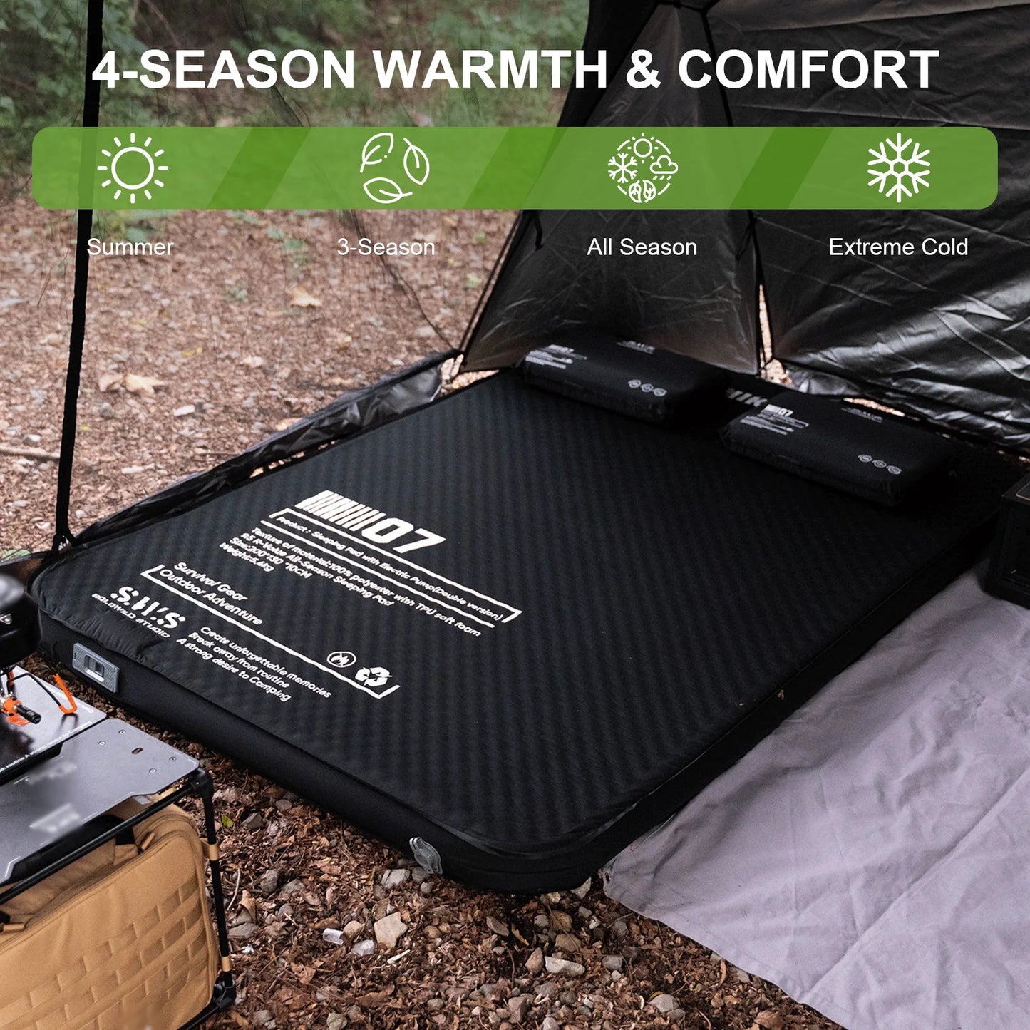 Inflatable Sleeping Mat With Built In Pump For Backpacking