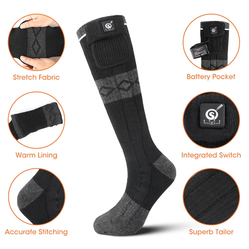 Savior Heat Rechargeable Electric Heated Socks Winter Warm Thermal Cycling