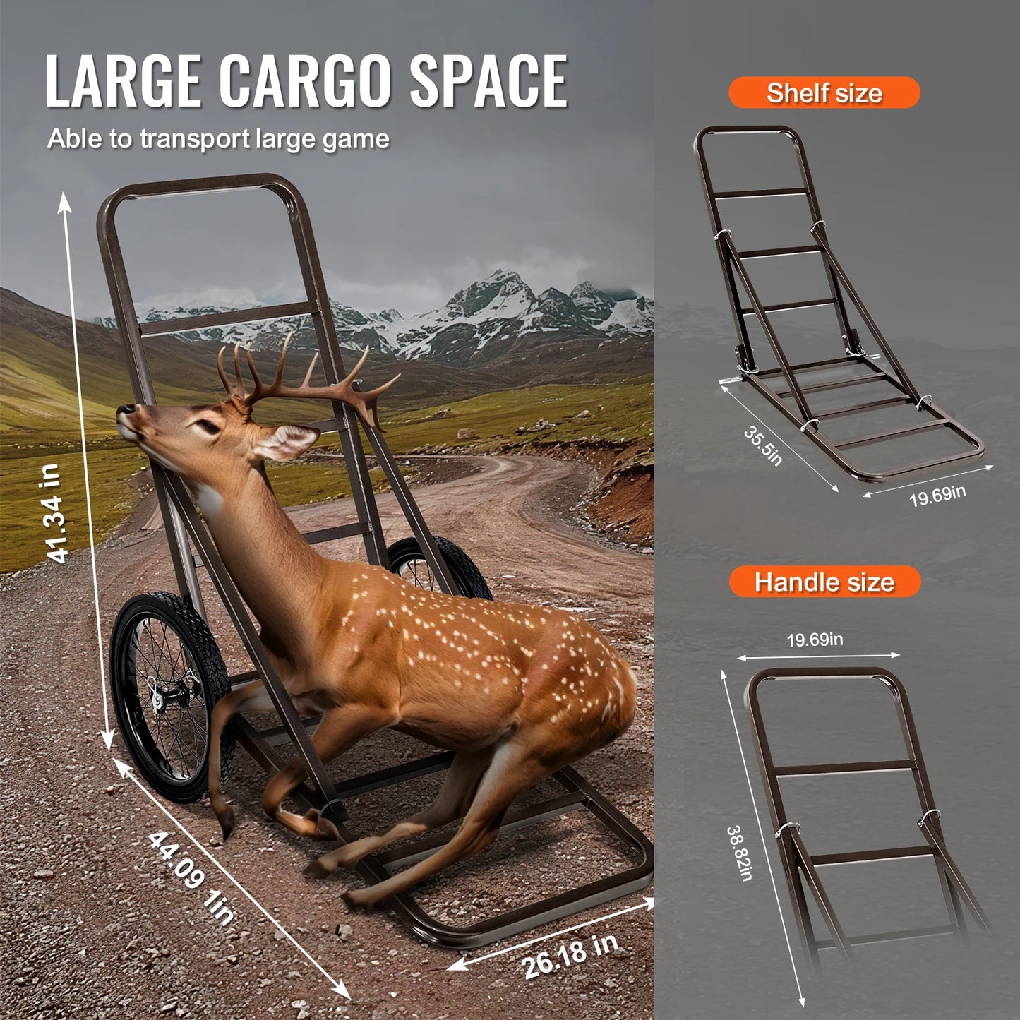 SucceBuy Folding Deer Cart 300 Lbs Capacity Heavy Duty Hunting
