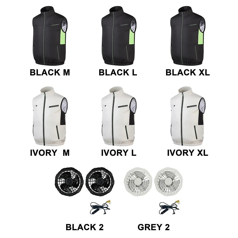 Wearable Cooling Vest With Battery Powered Fan For Outdoor Work