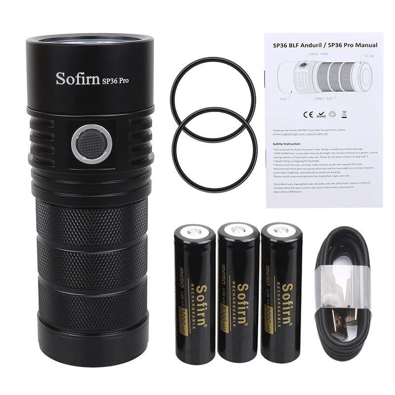Sofirn SP36 Pro 8000lm Flashlight 4x SST40 USB C Rechargeable