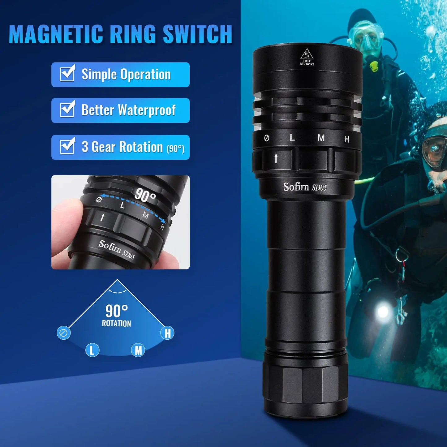 Sofirn SD05 Scuba Diving Flashlight XHP50.2 3000 Lumen Dive Torch