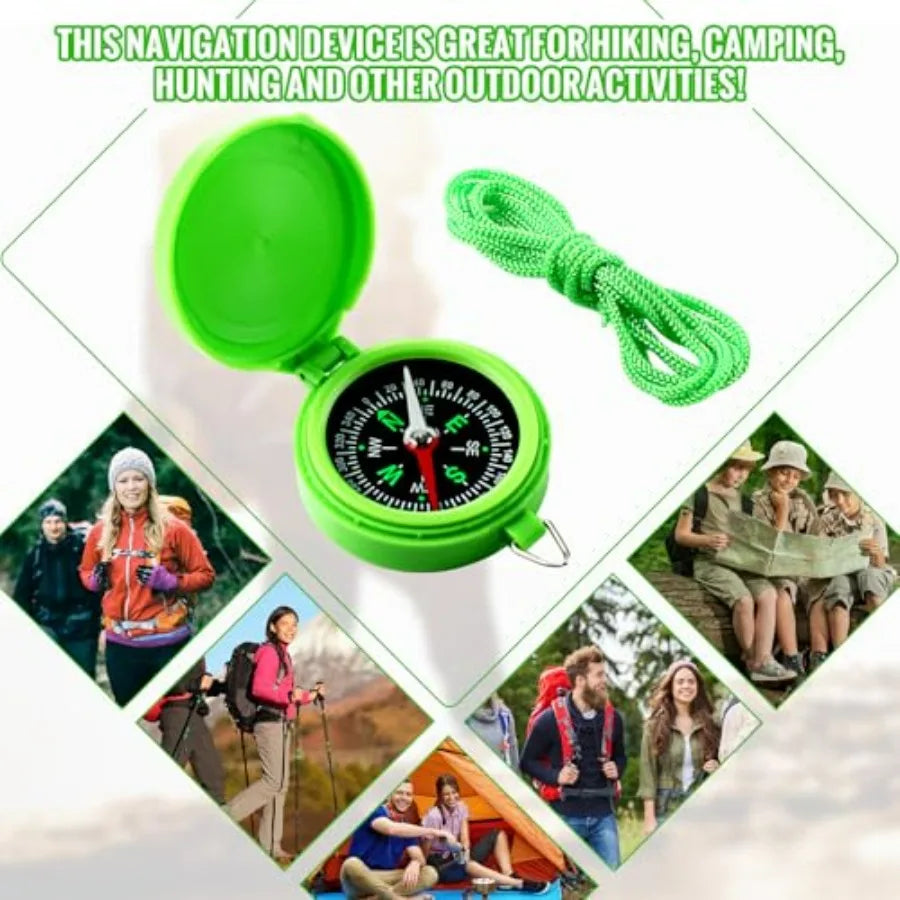 Bulk 24 Pack Mini Pocket Compass With Hanging Rope