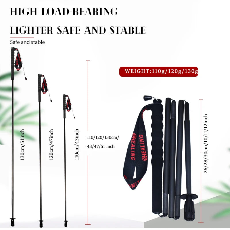 Okhealing Ultralight Carbon Fiber Five Section Trekking Poles For Hiking