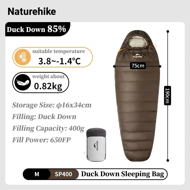Naturehike Ultralight Duck Down Mummy Sleeping Bag For Camping