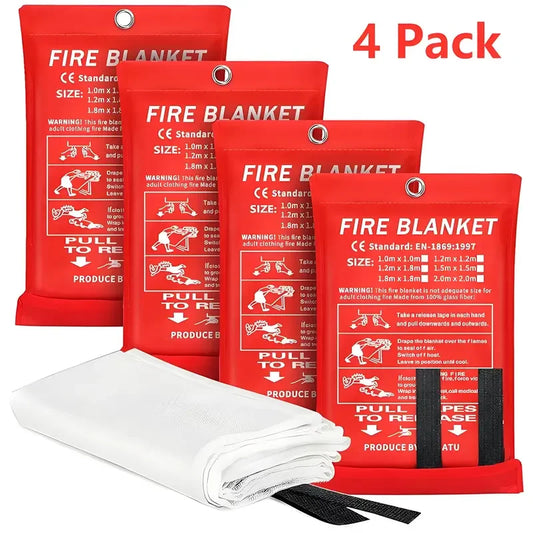 Emergency Fire Blanket 4 Pack Fiberglass Heat Resistant For Kitchen Safety