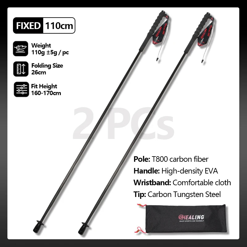 OKHEALING Ultralight Carbon Fiber Trekking Poles 2 Pack