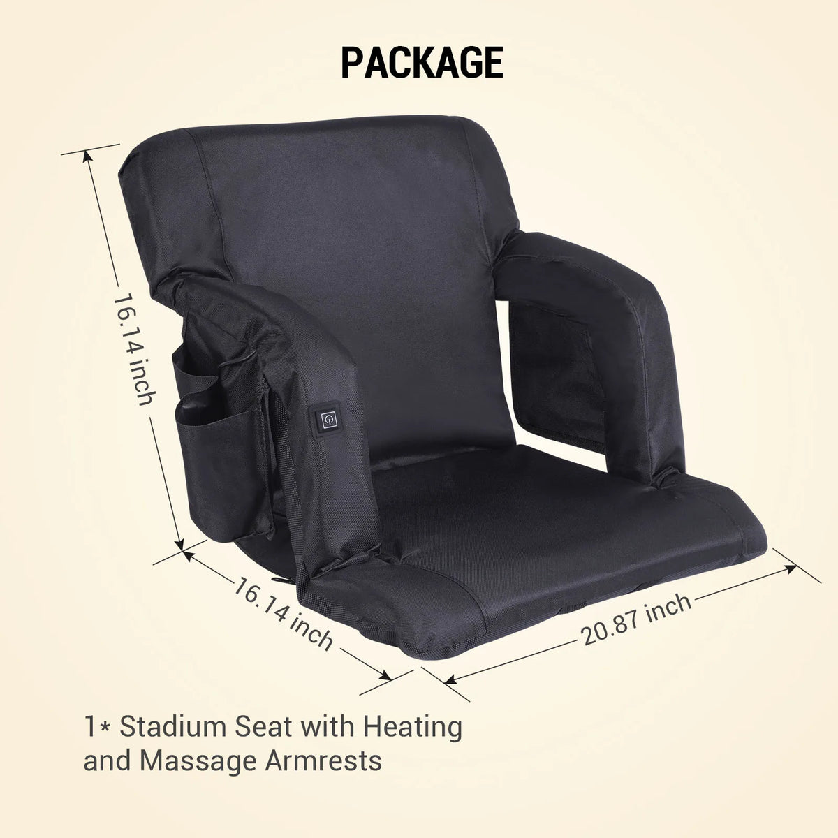 Folding Heated Stadium Seat Cushion With Three Speed Temperature Settings