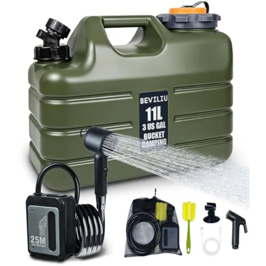 Portable Camping Shower With Rechargeable Pump IPX8 Waterproof