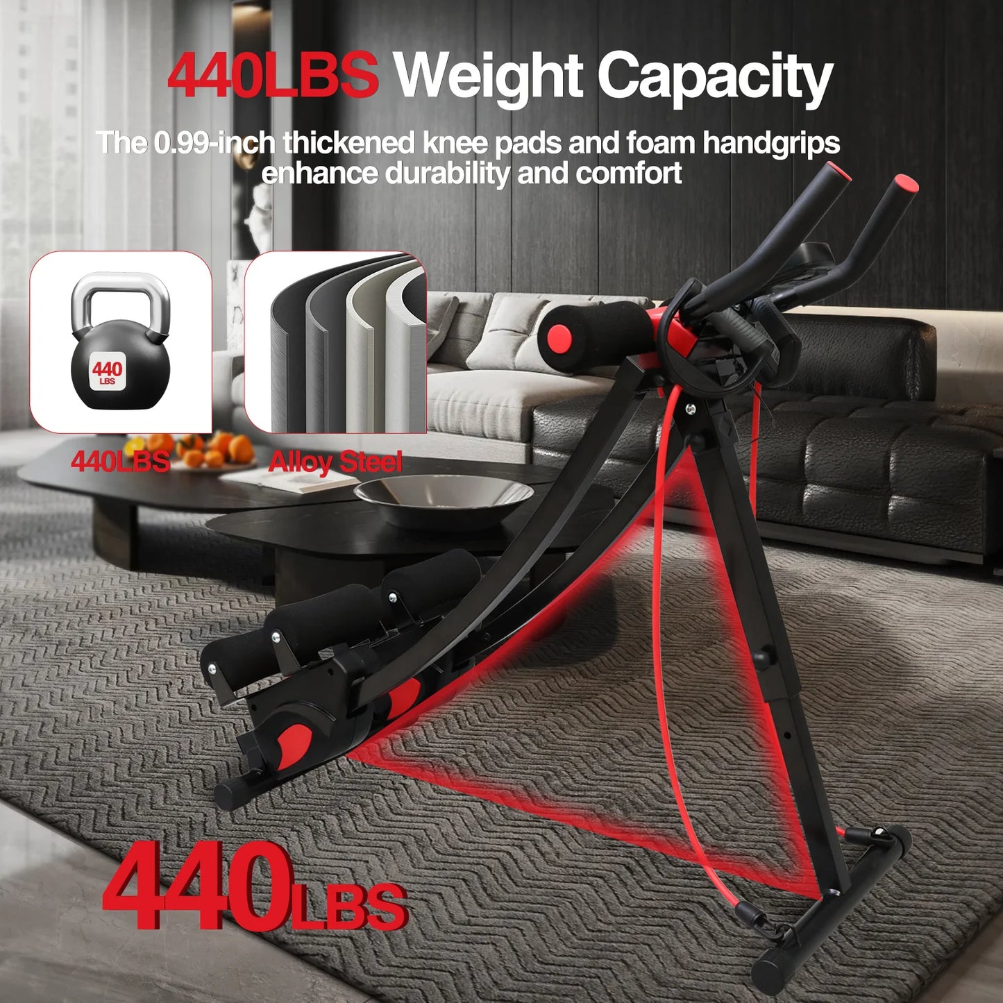 Fitness AB Machine Abdominal Trainer Foldable Adjustable Core Workout Equipment