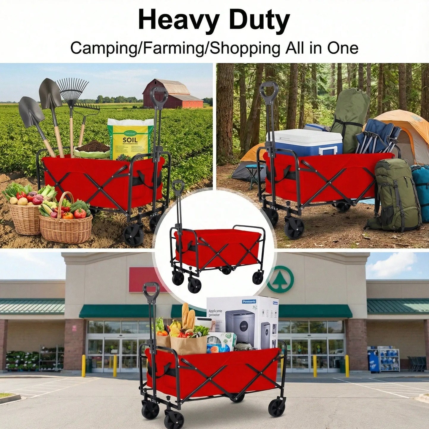 Heavy Duty All Terrain Folding Wagon Cart 680 Lbs Capacity