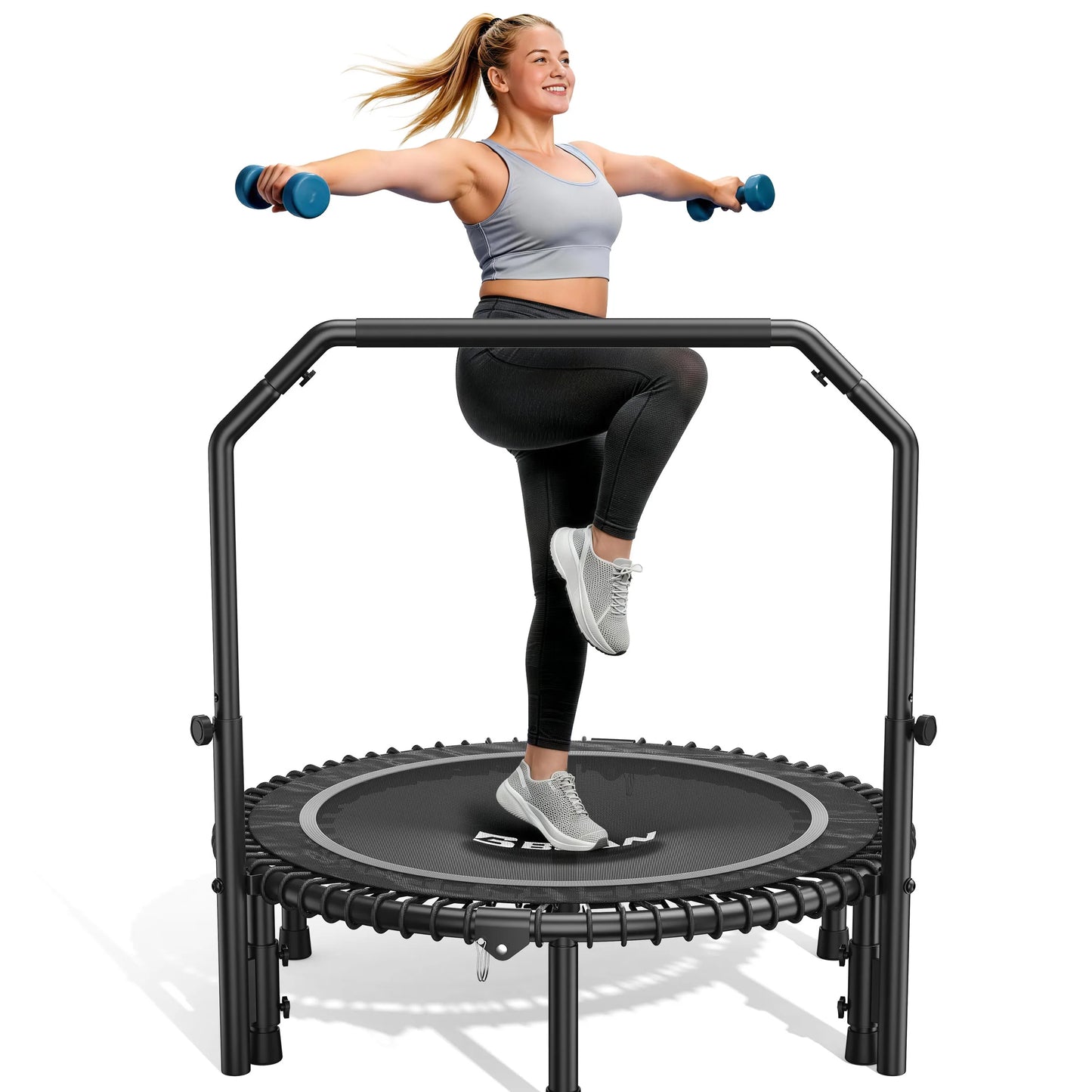 Mini Rebounder Trampoline 450LBS Fitness Trampoline With Adjustable Handle