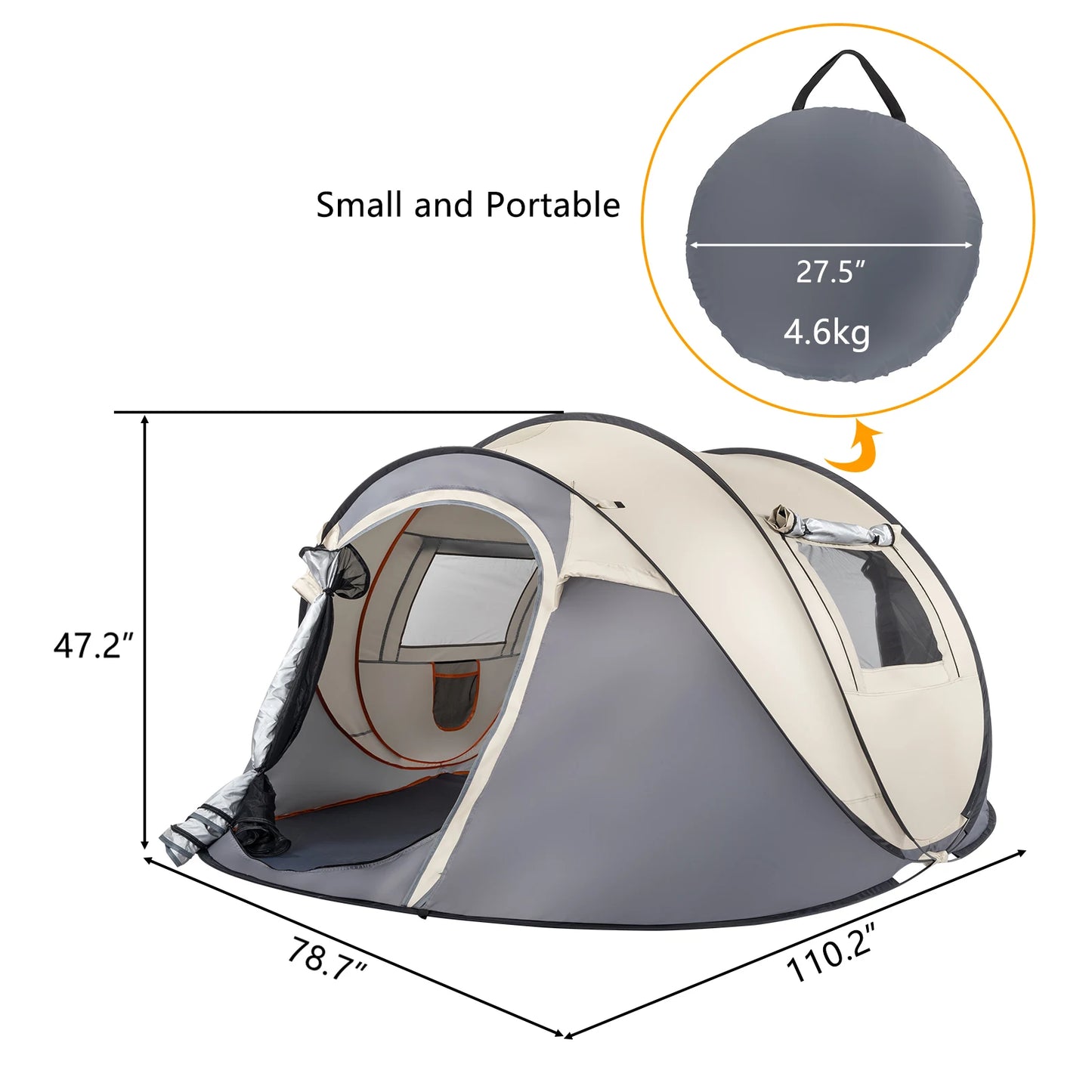 Pop Up Tent Instant Setup For Family Camping Portable Waterproof 190T Polyester