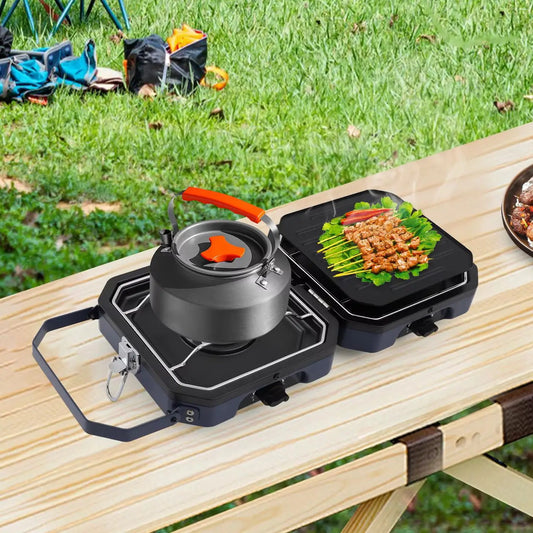 2 Burner Portable Folding Camping Gas Stove Nonstick Stainless Steel