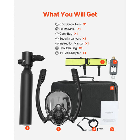 SucceBuy Scuba Tank Portable Diving Oxygen Cylinder For Underwater Breathing