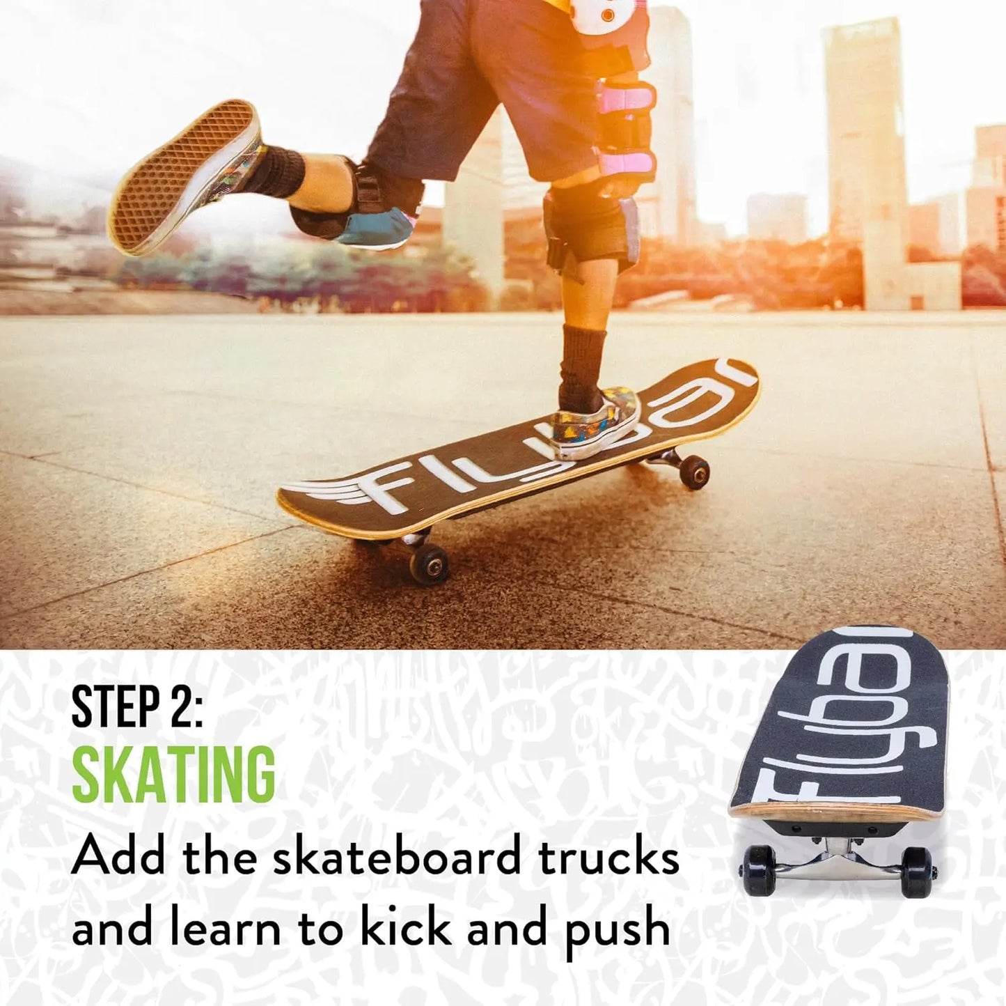 YTYIN Learn To Skate 3 In 1 Complete Skateboard Kit