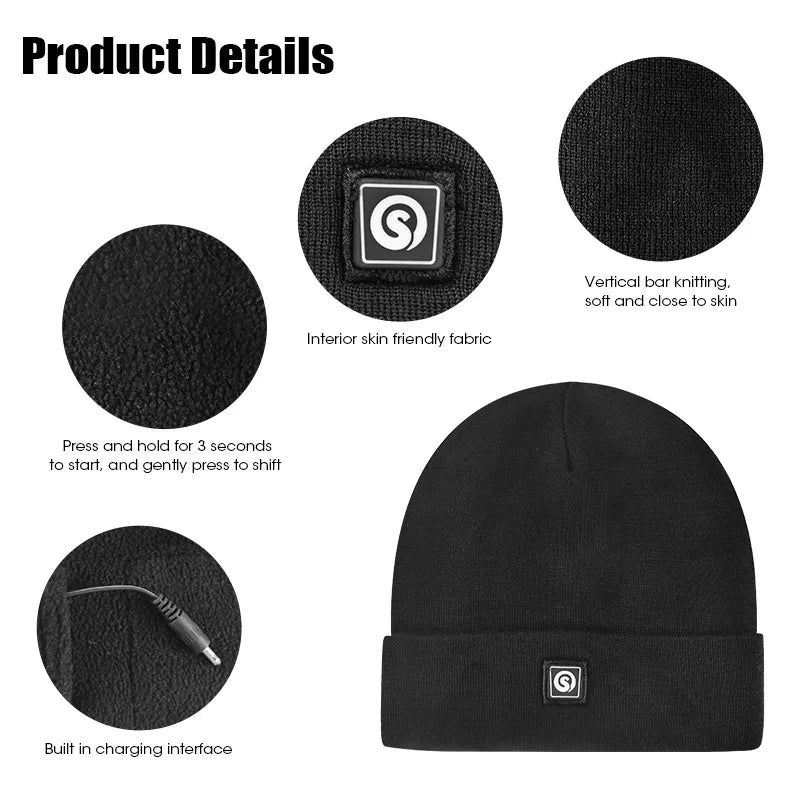 Snow Deer Electric Rechargeable Heated Hat For Winter Sports Cycling
