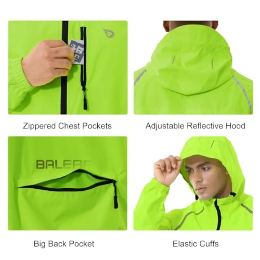 Polyester Waterproof Rain Jacket Hooded Windbreaker For Men