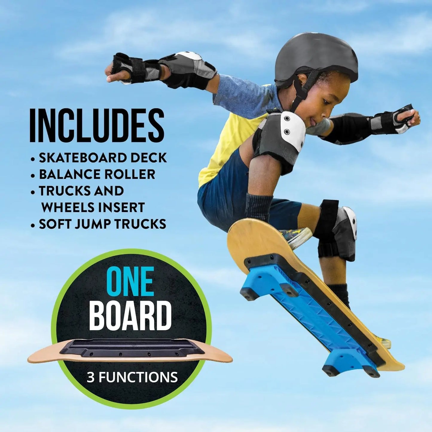 YTYIN Learn To Skate 3 In 1 Complete Skateboard Kit