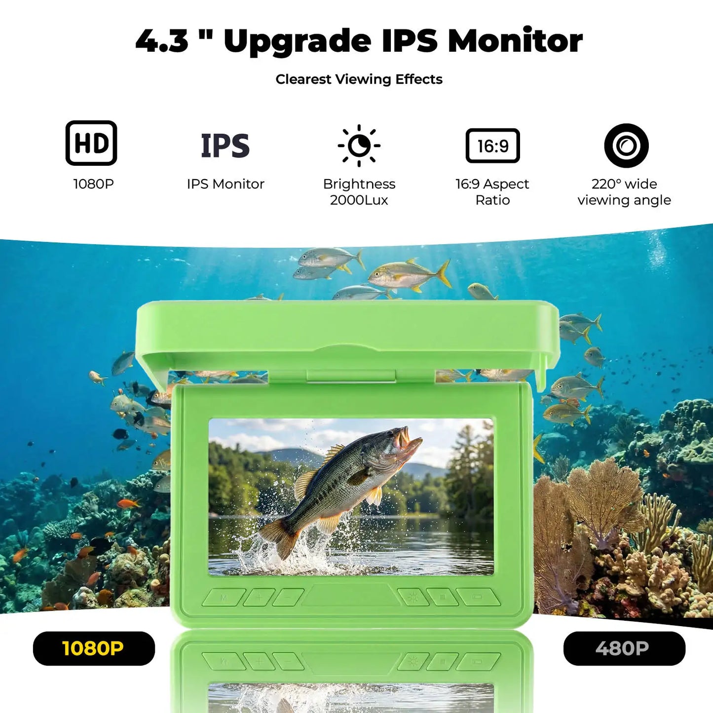 Portable Underwater Fish Finder IP68 Waterproof With IR Night Vision