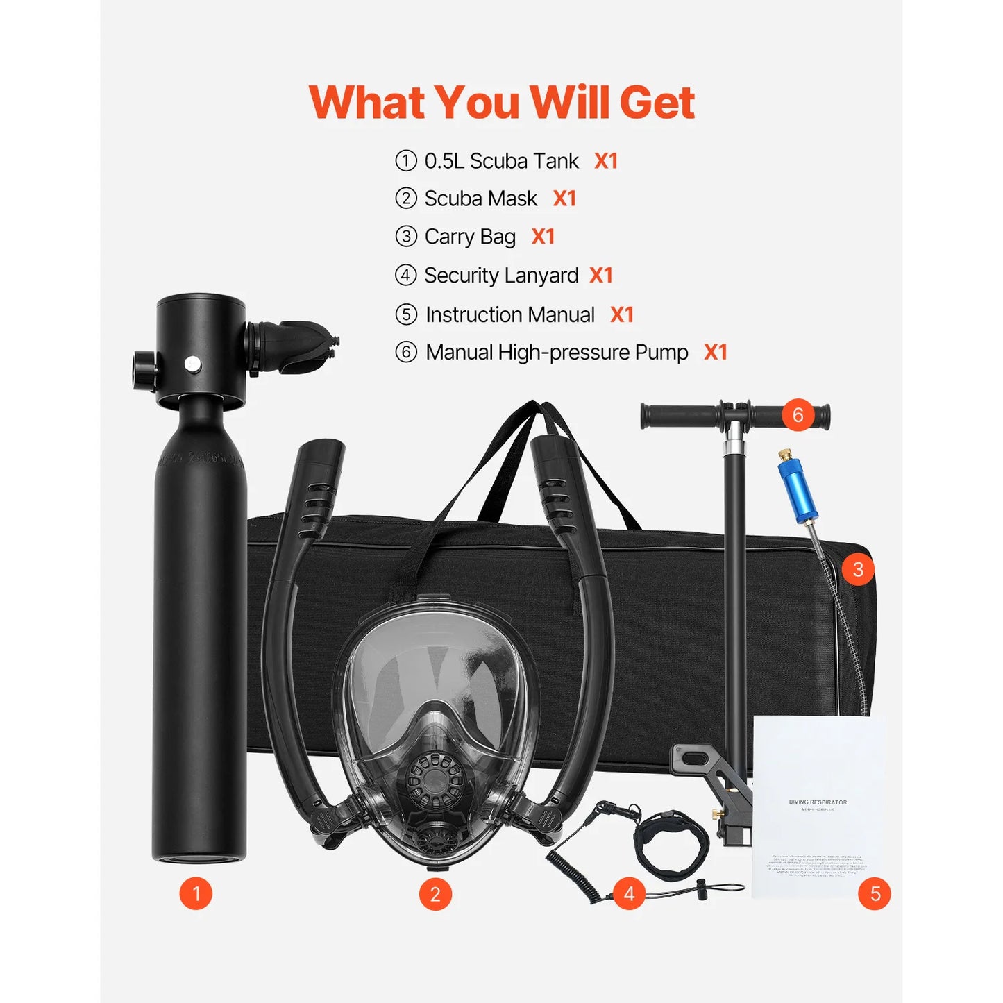 SucceBuy Scuba Tank Portable Diving Oxygen Cylinder For Underwater Breathing