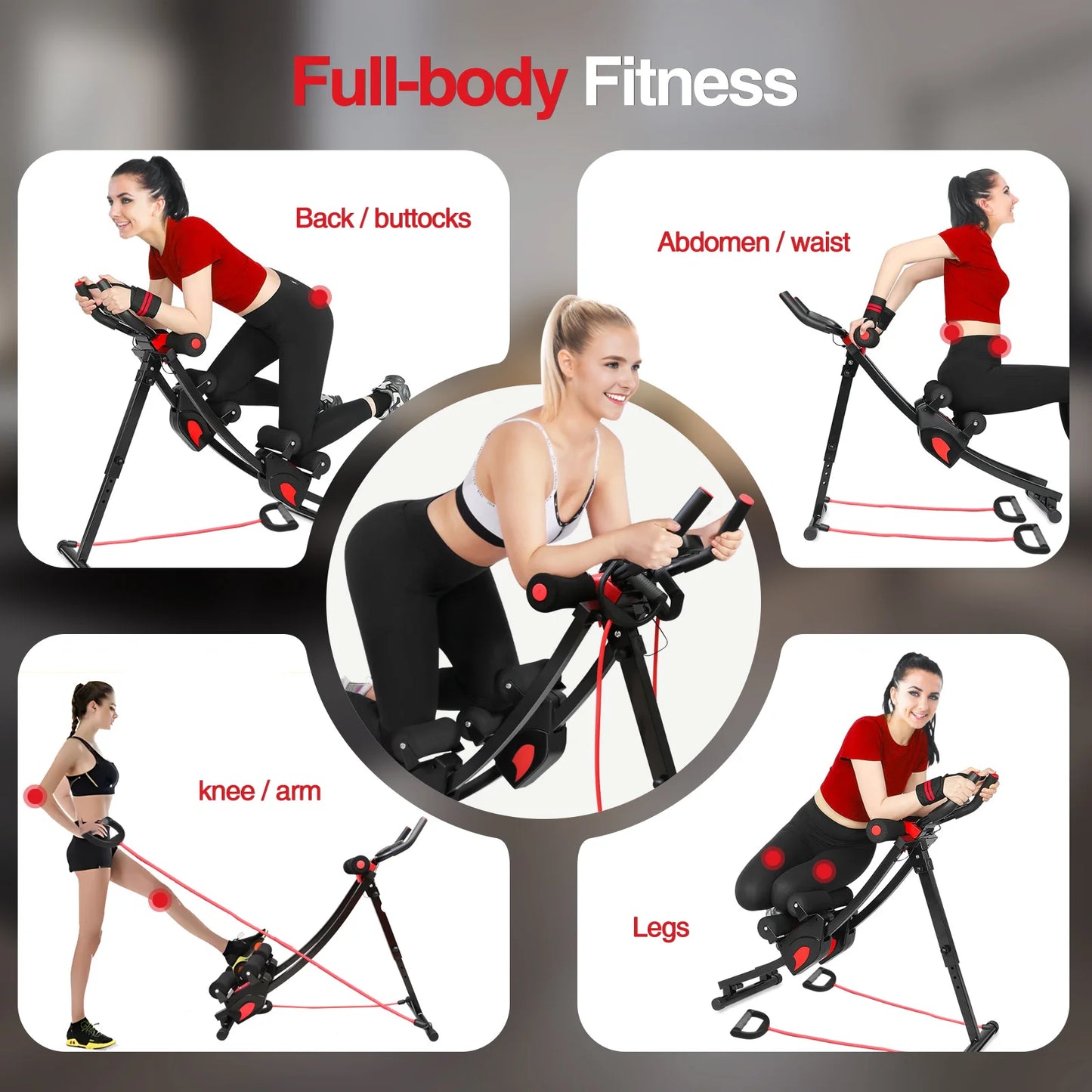 Fitness AB Machine Abdominal Trainer Foldable Adjustable Core Workout Equipment