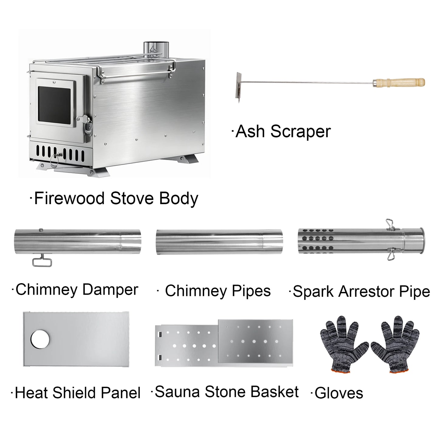 Portable Stainless Steel Hot Tent Stove With Six Chimney Pipes