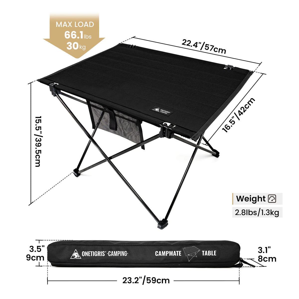 Onetrigsis Foldable Camping Table Lightweight Portable Sturdy Picnic Gear