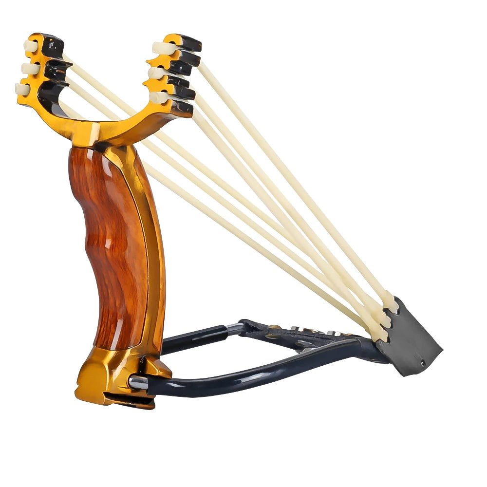 High Precision Outdoor Slingshot Set With Alloy Wooden Handle And 3 Rubber Bands