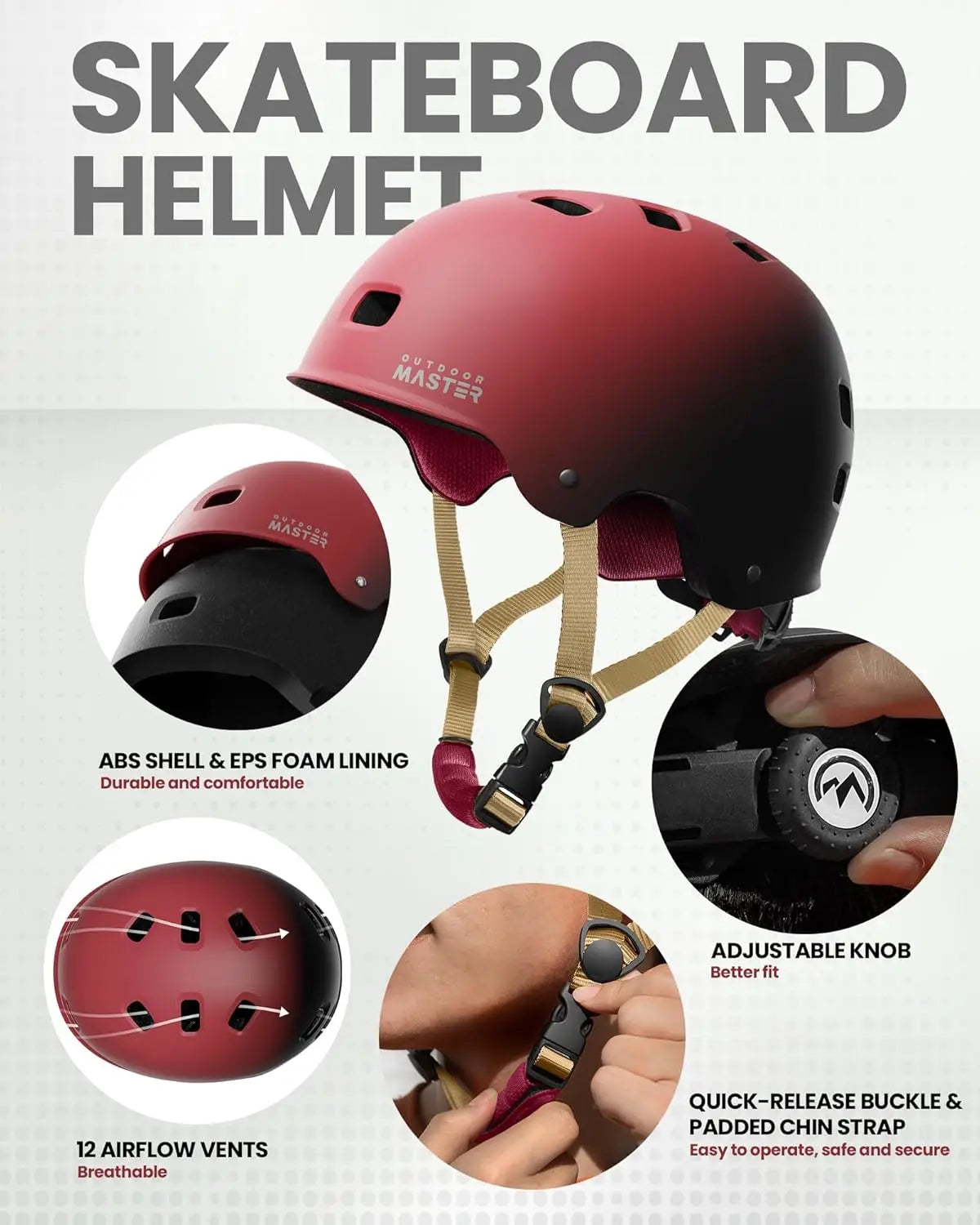 YTYIN Skate Protective Gear Helmet Knee Elbow Pads Wrist Guards