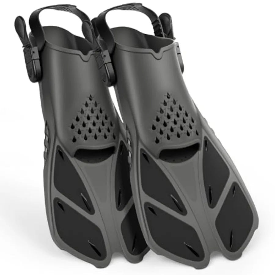 Travel Snorkel Fins Open Heel Short Adjustable Flippers For Adults