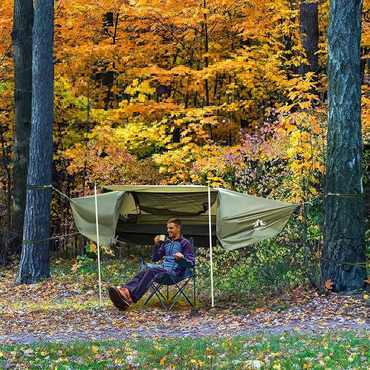 Night Cat Hammock Tent With Mosquito Net Waterproof Rainfly And Storage