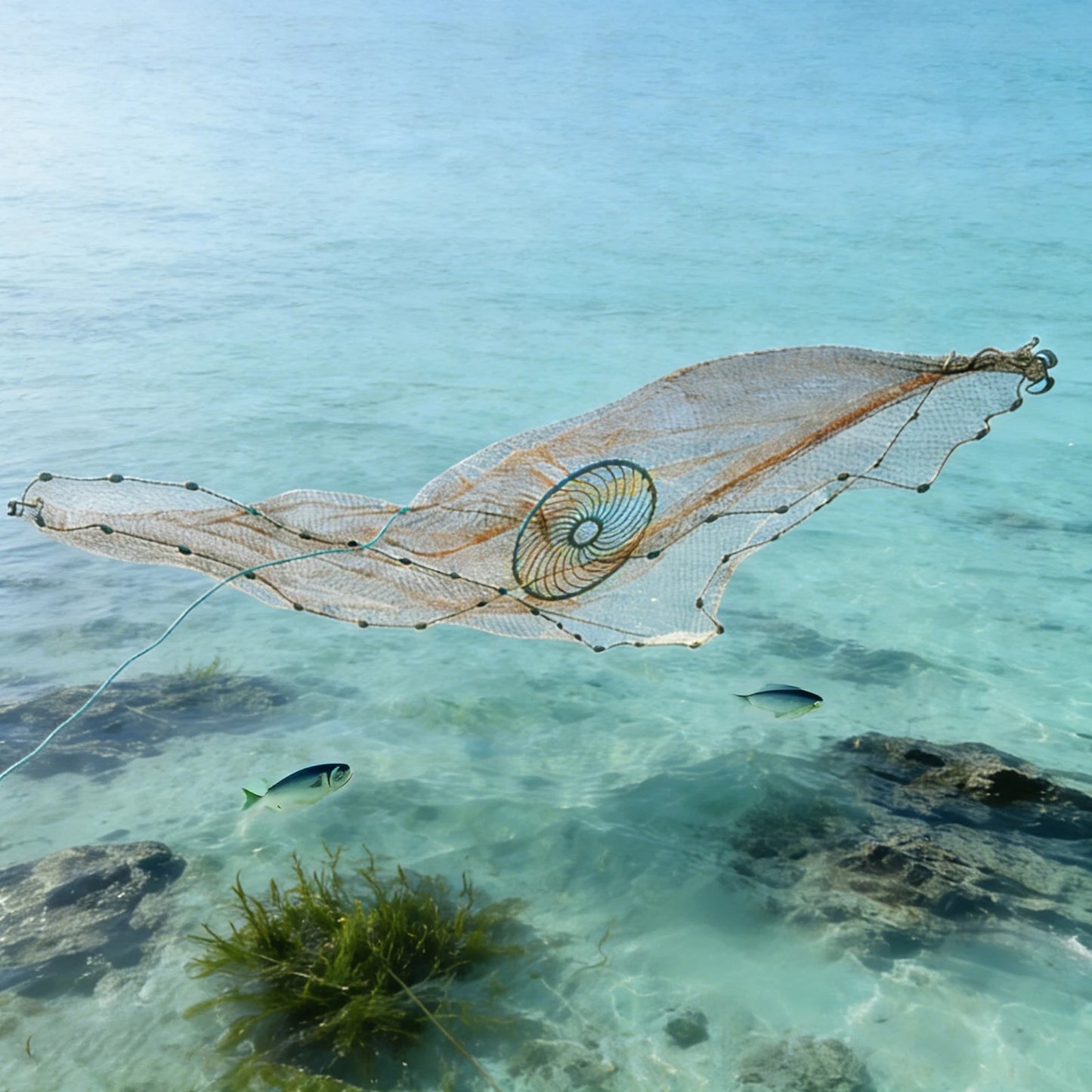 Hand Throwing Cast Net for Bait Fishing Deploy Quickly