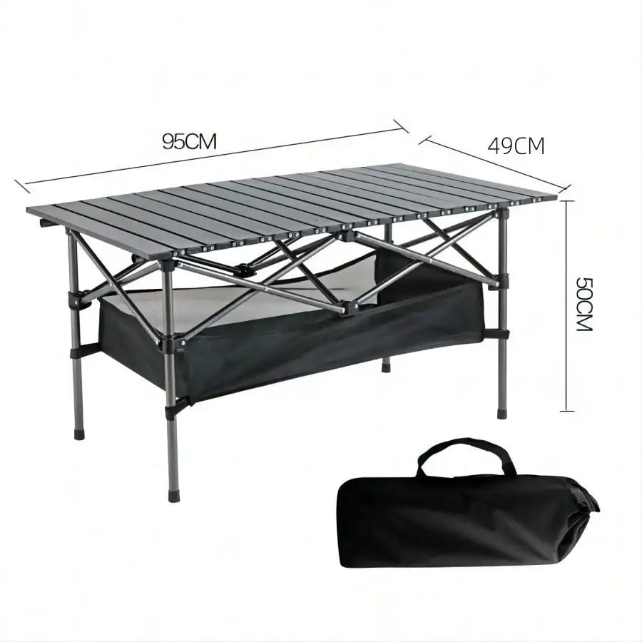 Outdoor Portable Folding Table 300lb Load With Aluminum Pedestal Base