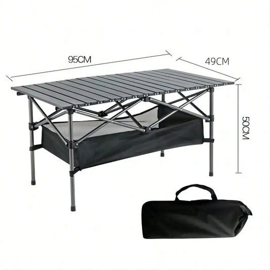 Outdoor Portable Folding Table 300lb Load With Aluminum Pedestal Base
