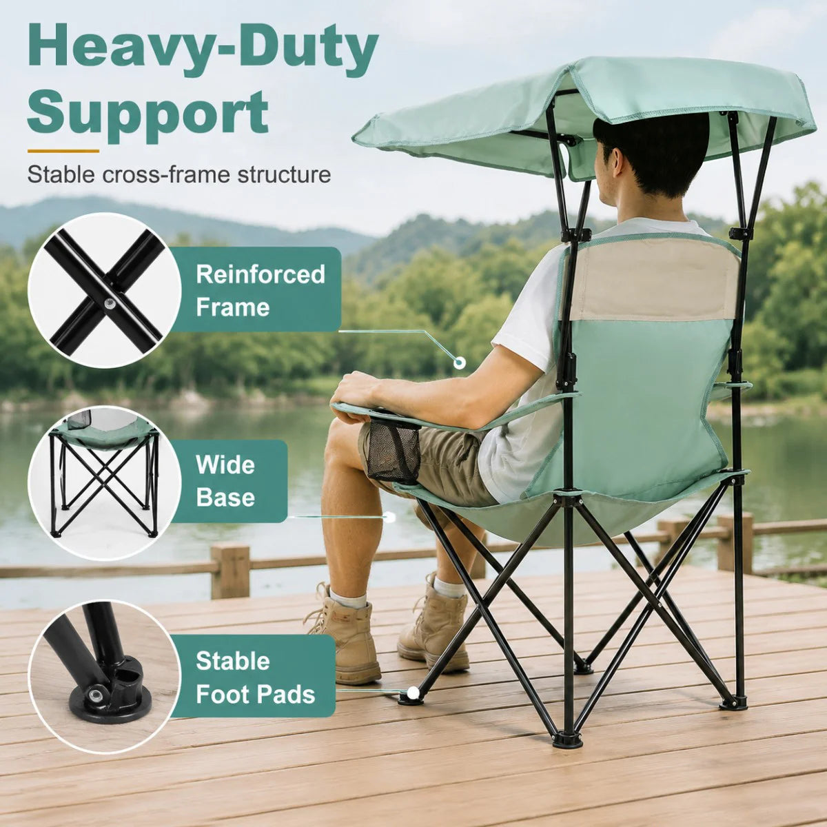 GERC Portable Beach Chair With Cup Holder And Side Pocket
